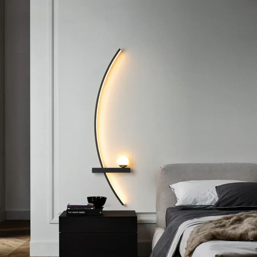 Applique da parete moderna in ottone ad arco LED 2 luci
