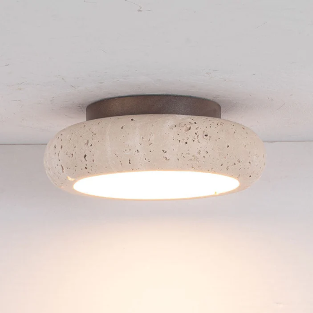 Retro Travertine Wood Ceiling Light 1-Light