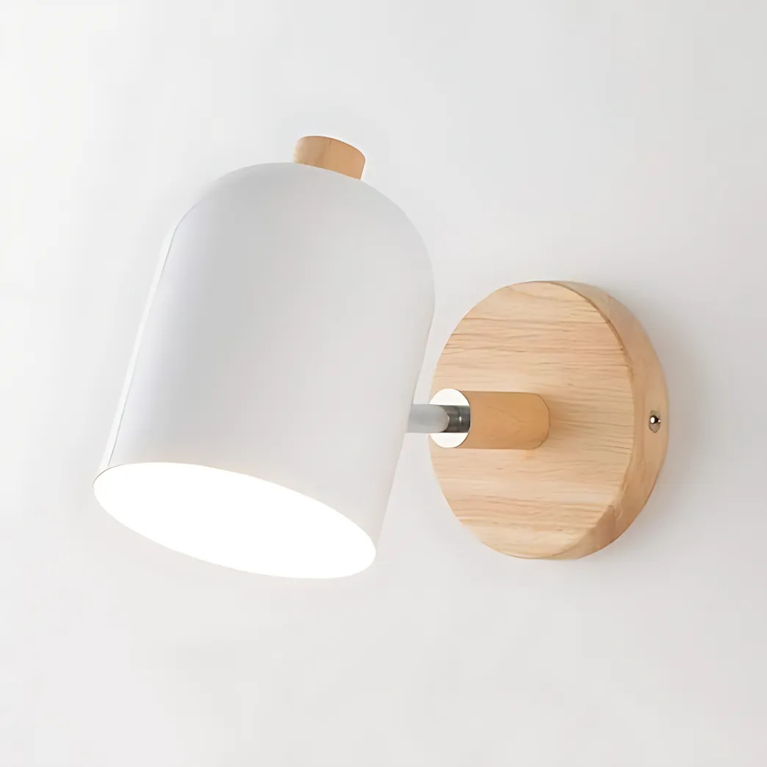 Applique da parete scandinava cilindrica in legno LED 1 luce