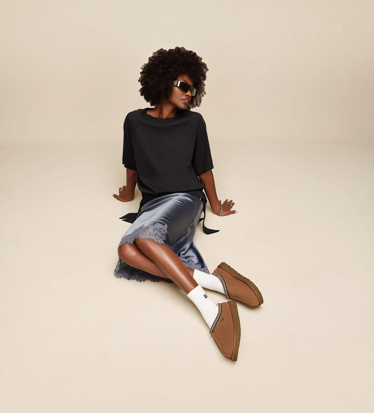 UGG Tasman II | Women's Suede Slipper | Sheepskin Insole | Shearling Lining | Braid Collar