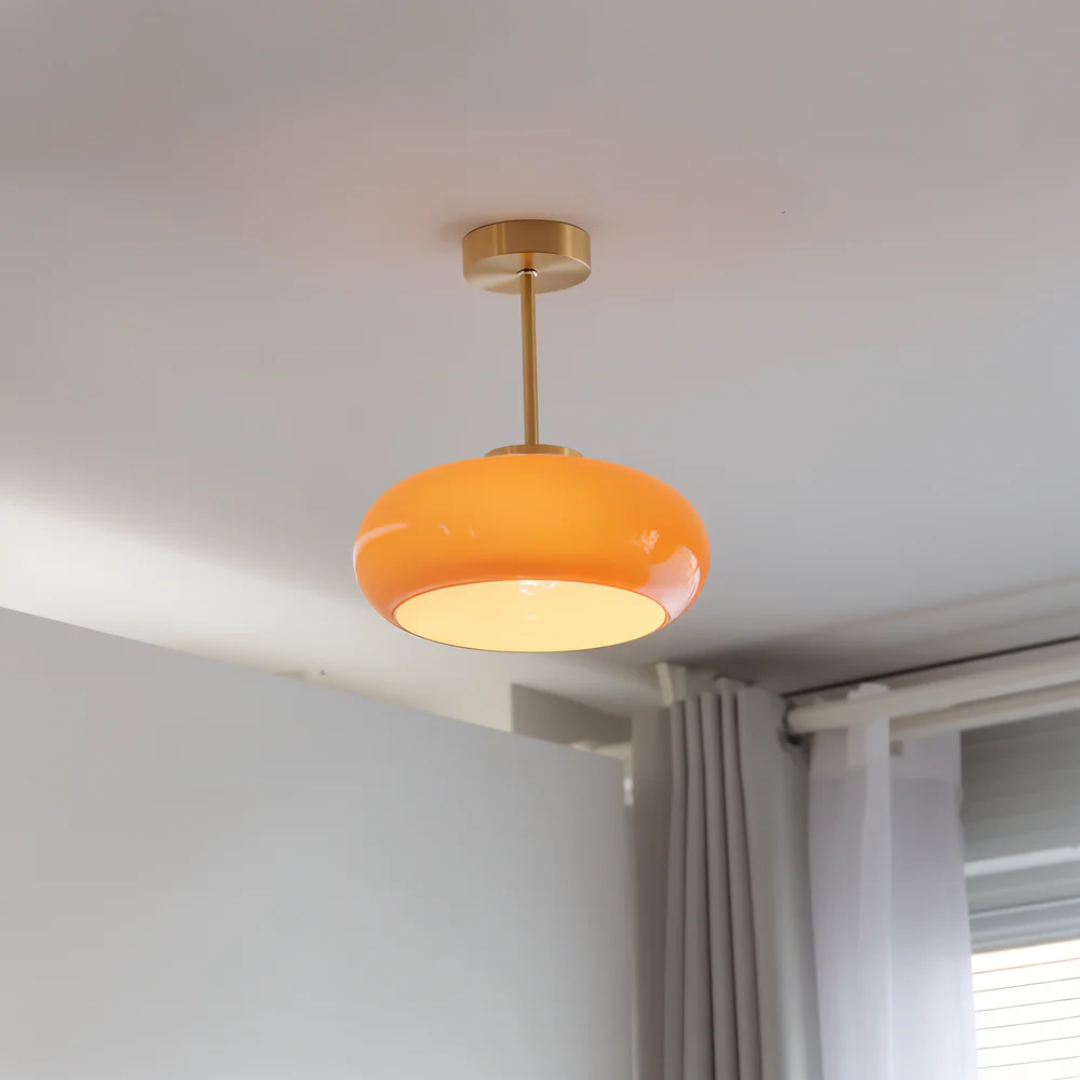 Vintage Amber Glass Ceiling Light 1-Light