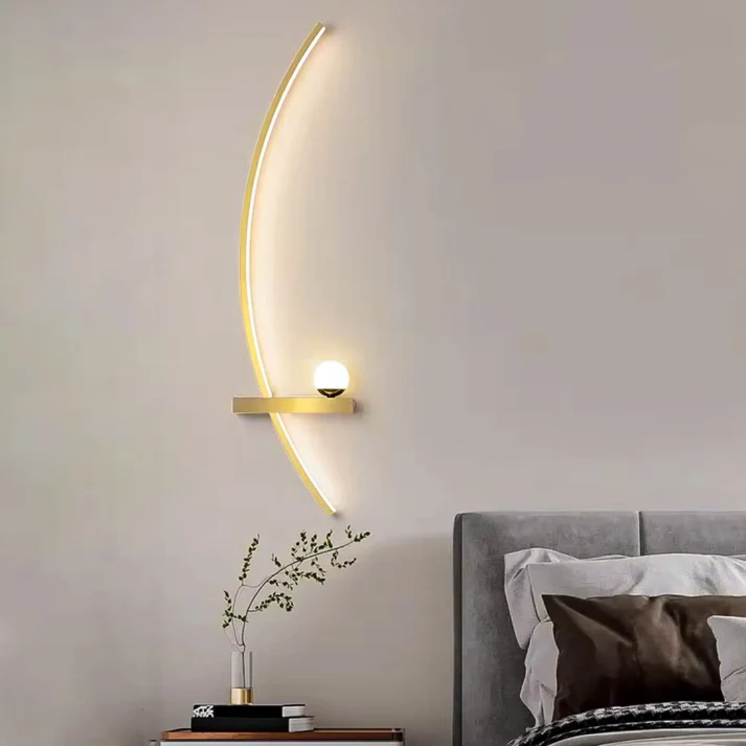 Applique da parete moderna in ottone ad arco LED 2 luci