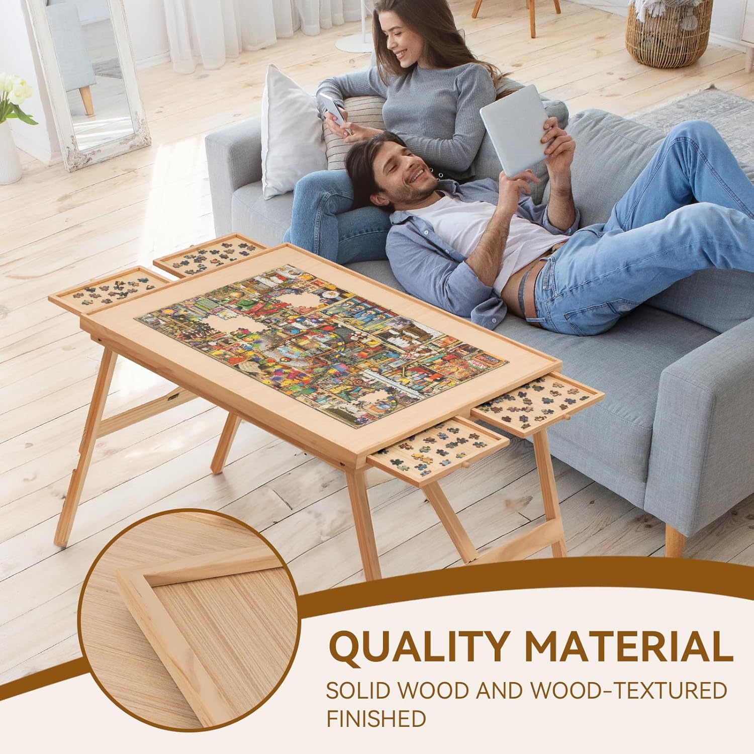 Puzzle Table with Drawers – Storage Tabletop for Jigsaw Enthusiasts