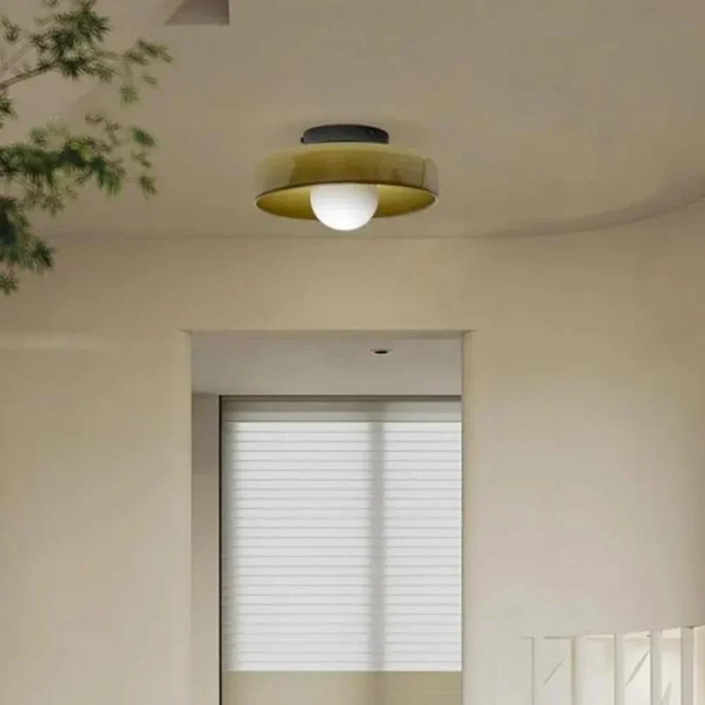 Nordic Glass Olive Disc Wall & Ceiling Light LED 1-light