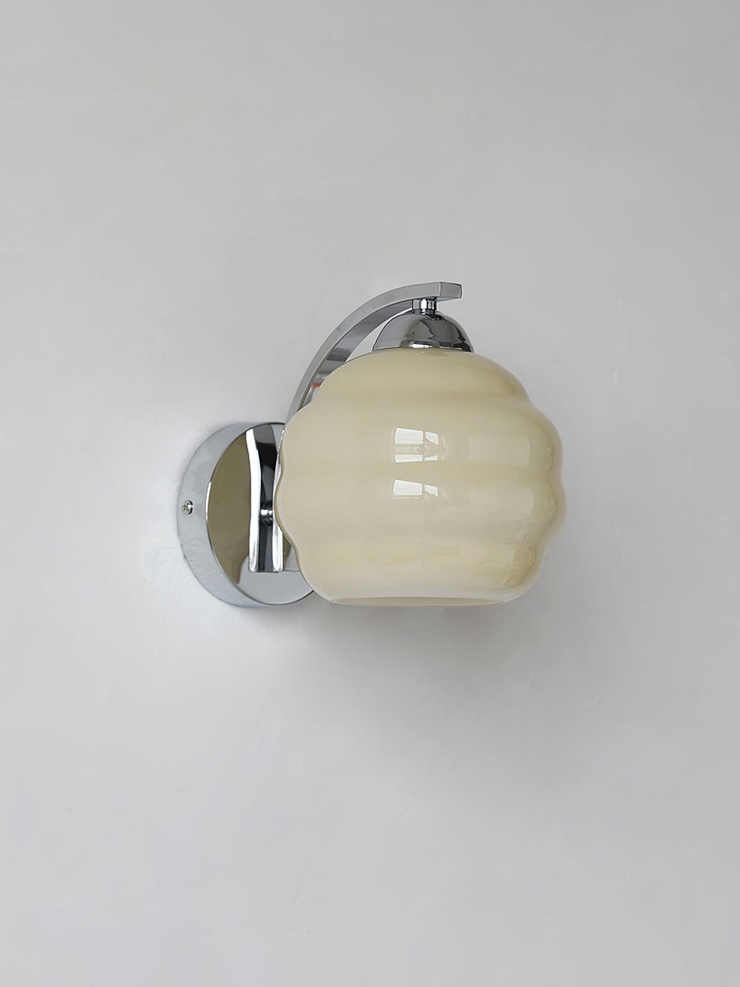 Art Deco Rippled Globe Glass Wall Sconce 1-Light