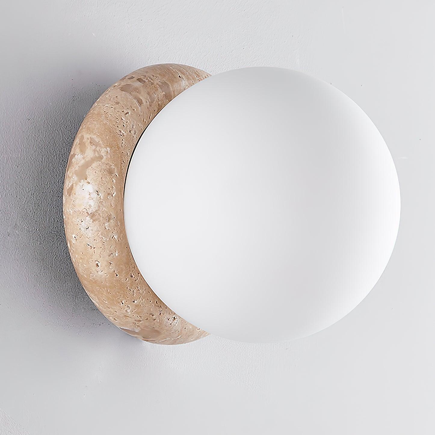 Lampada da parete moderna rotonda in pietra di travertino per esterni LED 1 luce