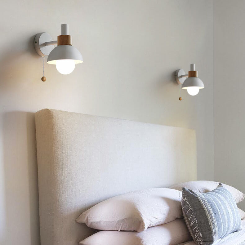 Applique da parete nordica in legno e metallo a globo LED 1 luce