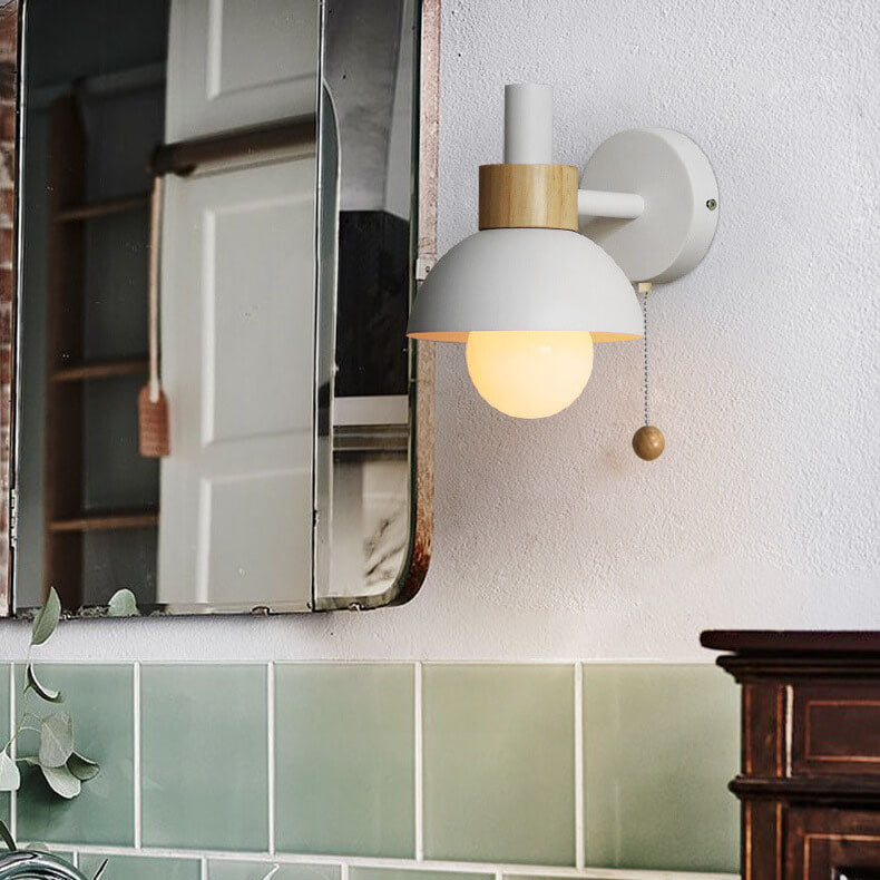 Applique da parete nordica in legno e metallo a globo LED 1 luce