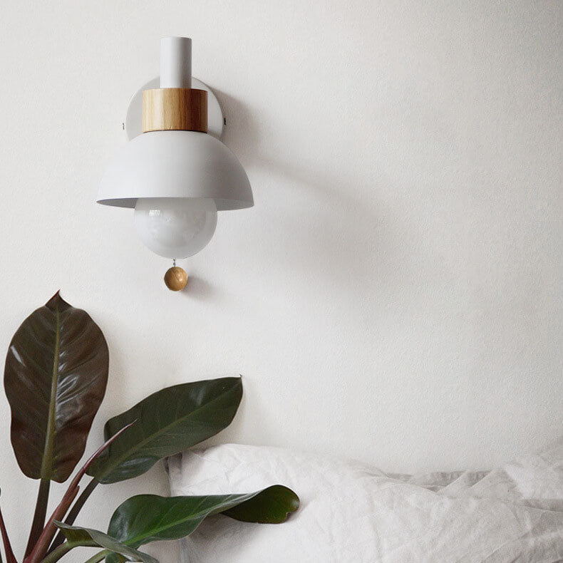 Applique da parete nordica in legno e metallo a globo LED 1 luce