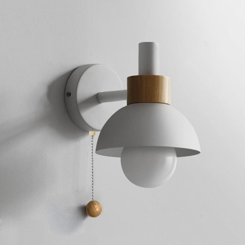 Applique da parete nordica in legno e metallo a globo LED 1 luce