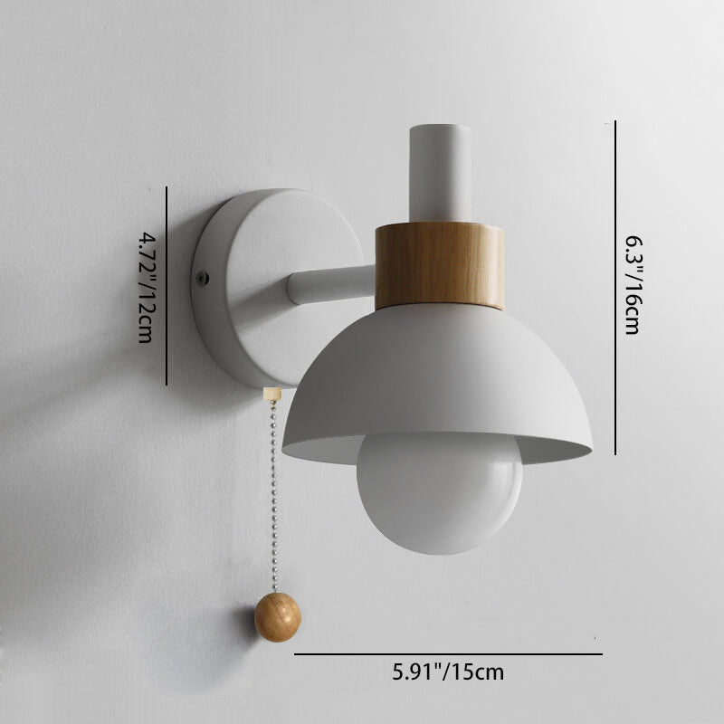 Applique da parete nordica in legno e metallo a globo LED 1 luce