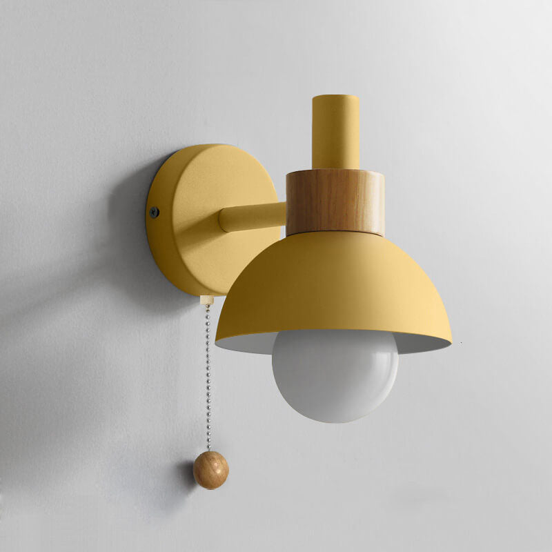 Applique da parete nordica in legno e metallo a globo LED 1 luce