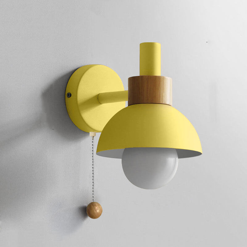 Applique da parete nordica in legno e metallo a globo LED 1 luce