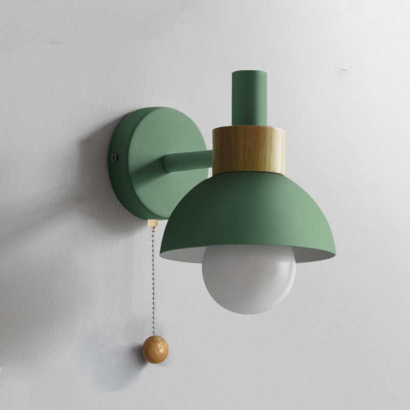 Applique da parete nordica in legno e metallo a globo LED 1 luce