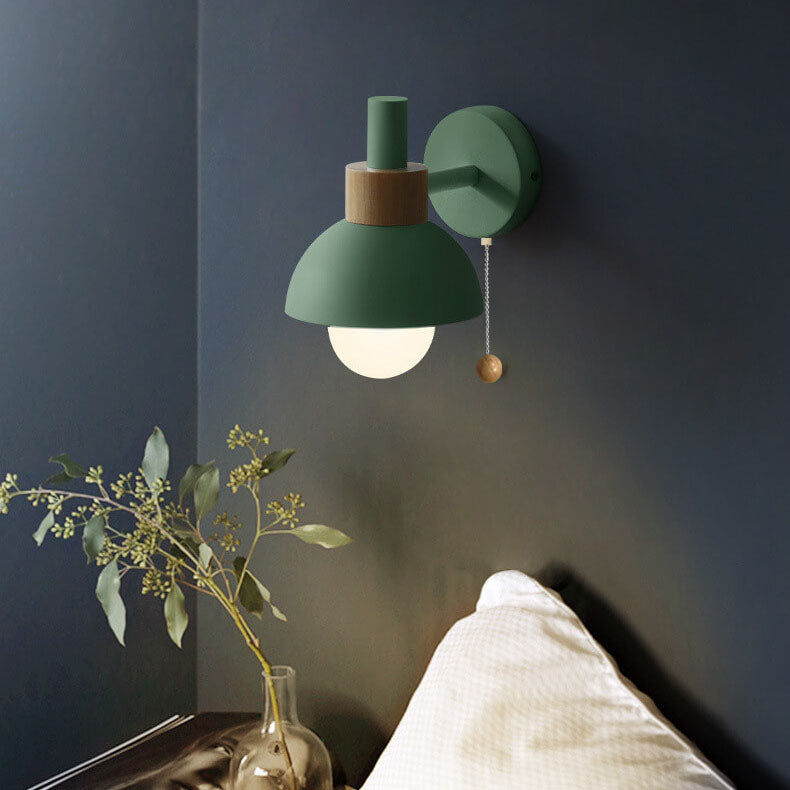 Applique da parete nordica in legno e metallo a globo LED 1 luce