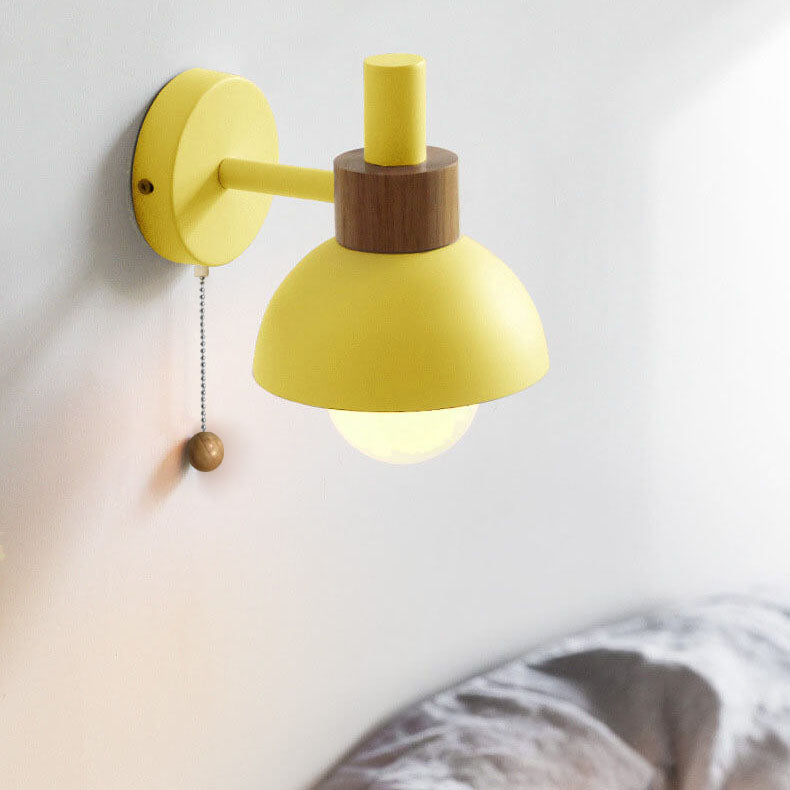 Applique da parete nordica in legno e metallo a globo LED 1 luce