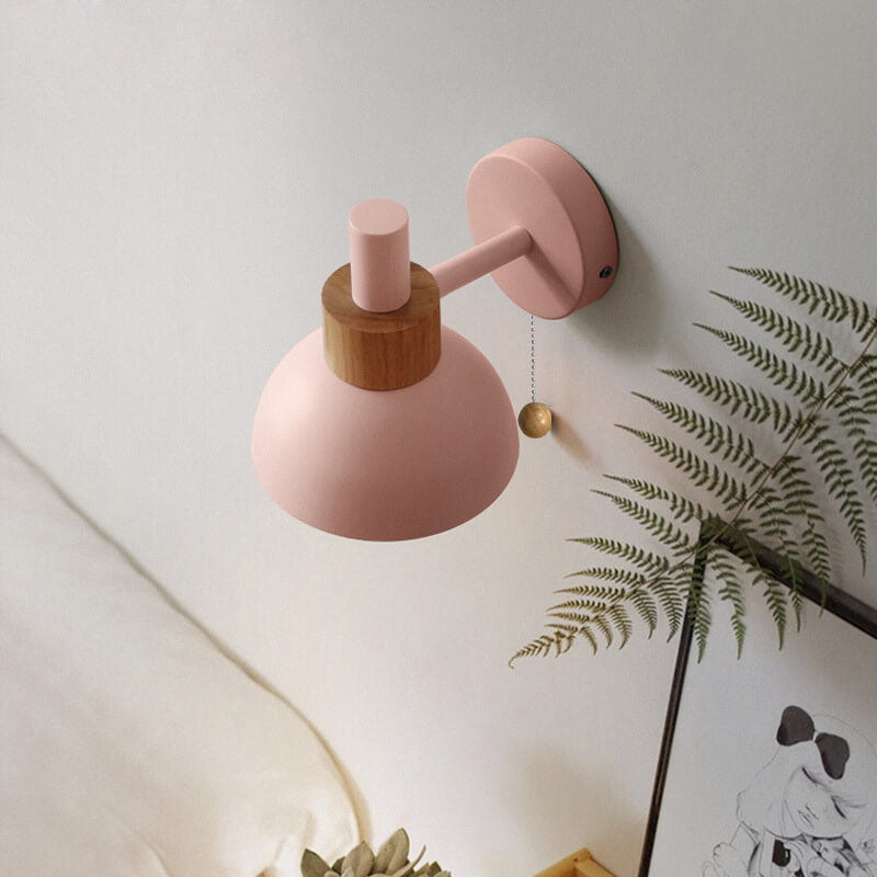 Applique da parete nordica in legno e metallo a globo LED 1 luce