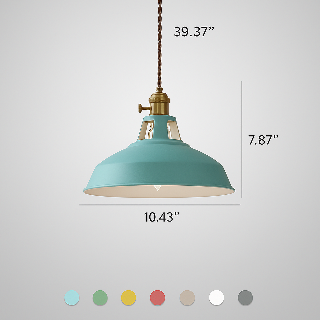 Lampada a sospensione industriale colorata in metallo a cupola LED 1 luce
