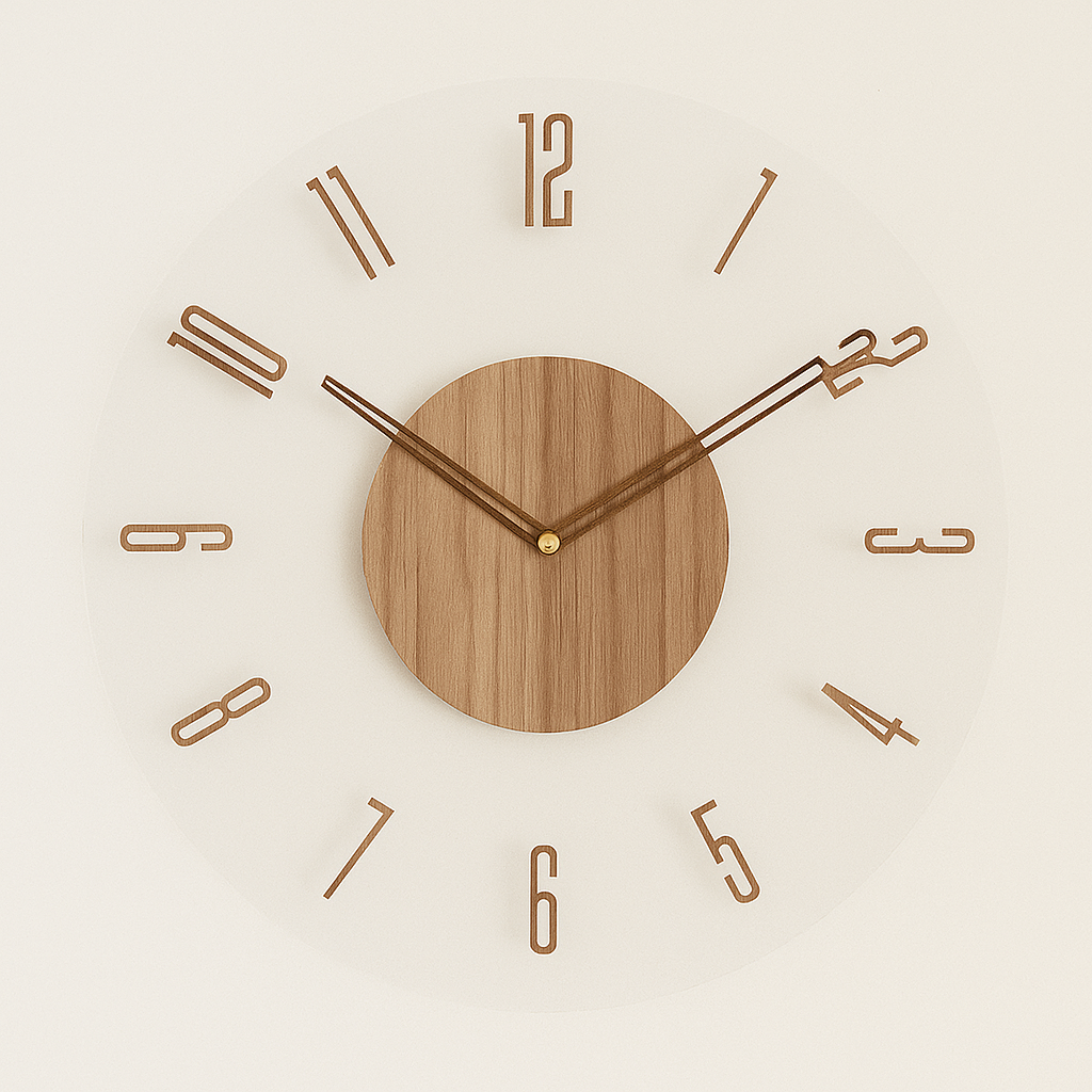 Orologio da parete minimalista in legno stile nordico ecologico