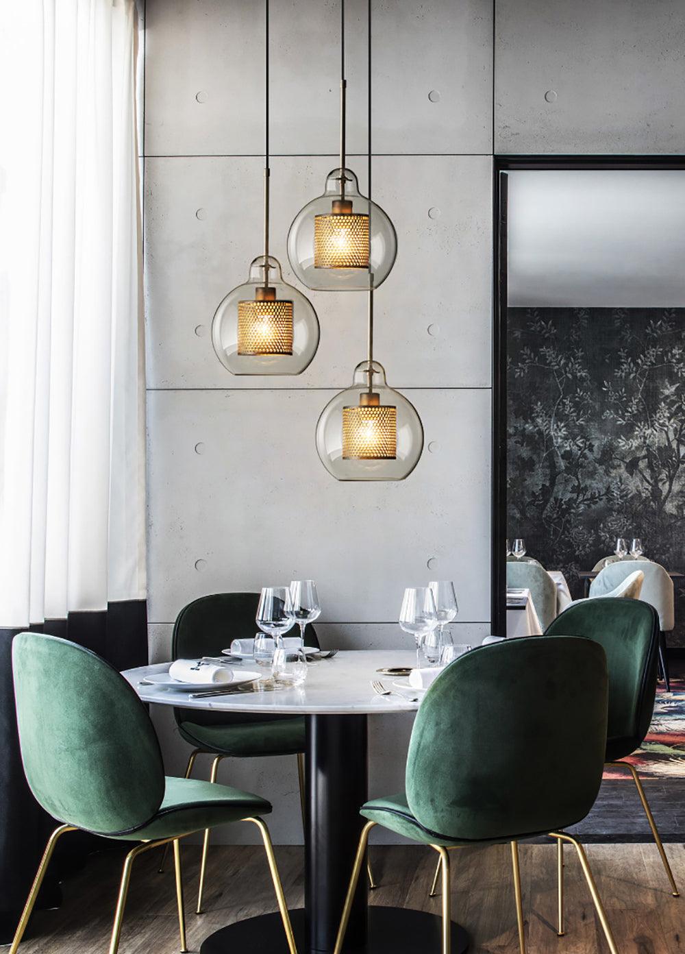 Modern Capsule Perforated Glass Pendant Light 1-Light
