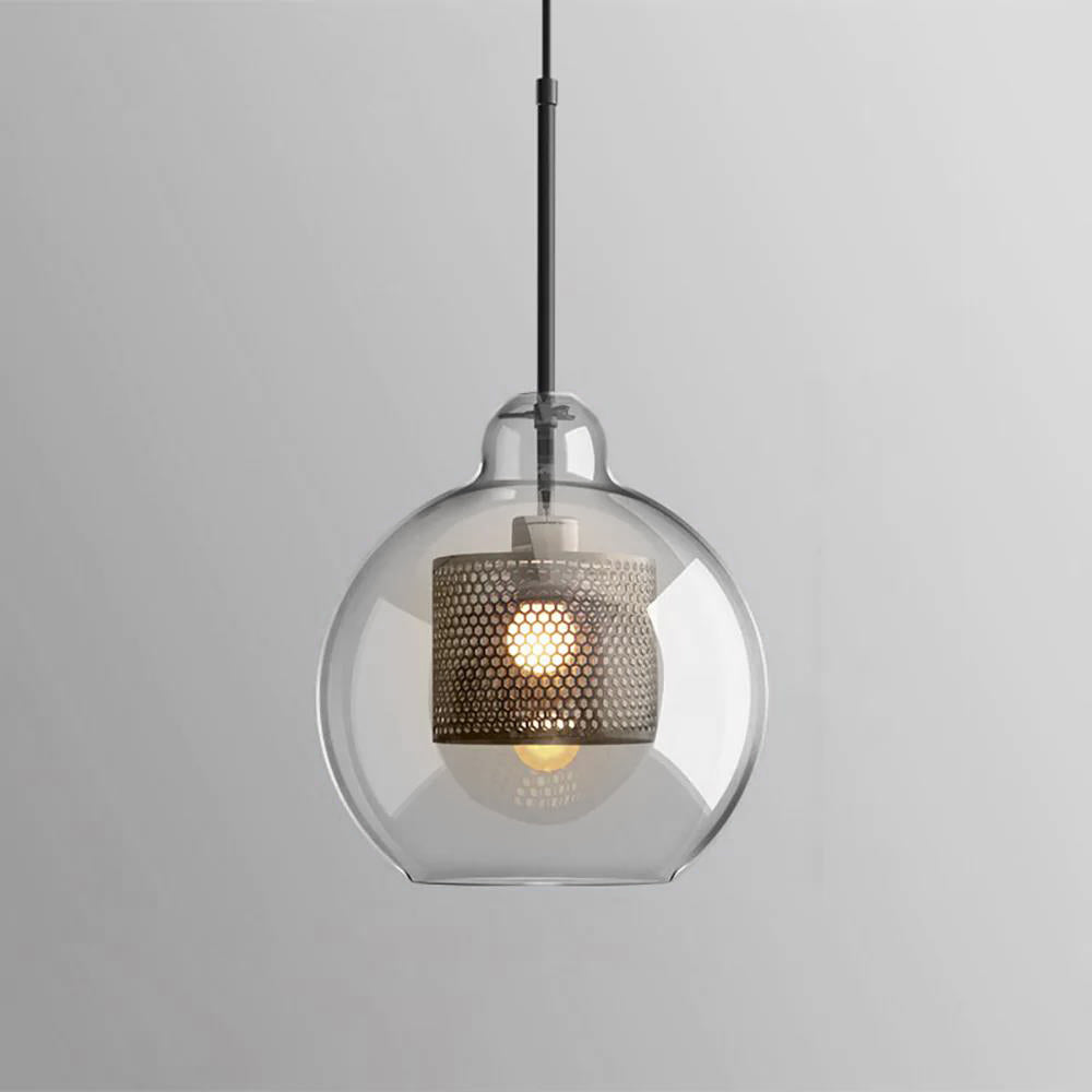 Modern Capsule Perforated Glass Pendant Light 1-Light