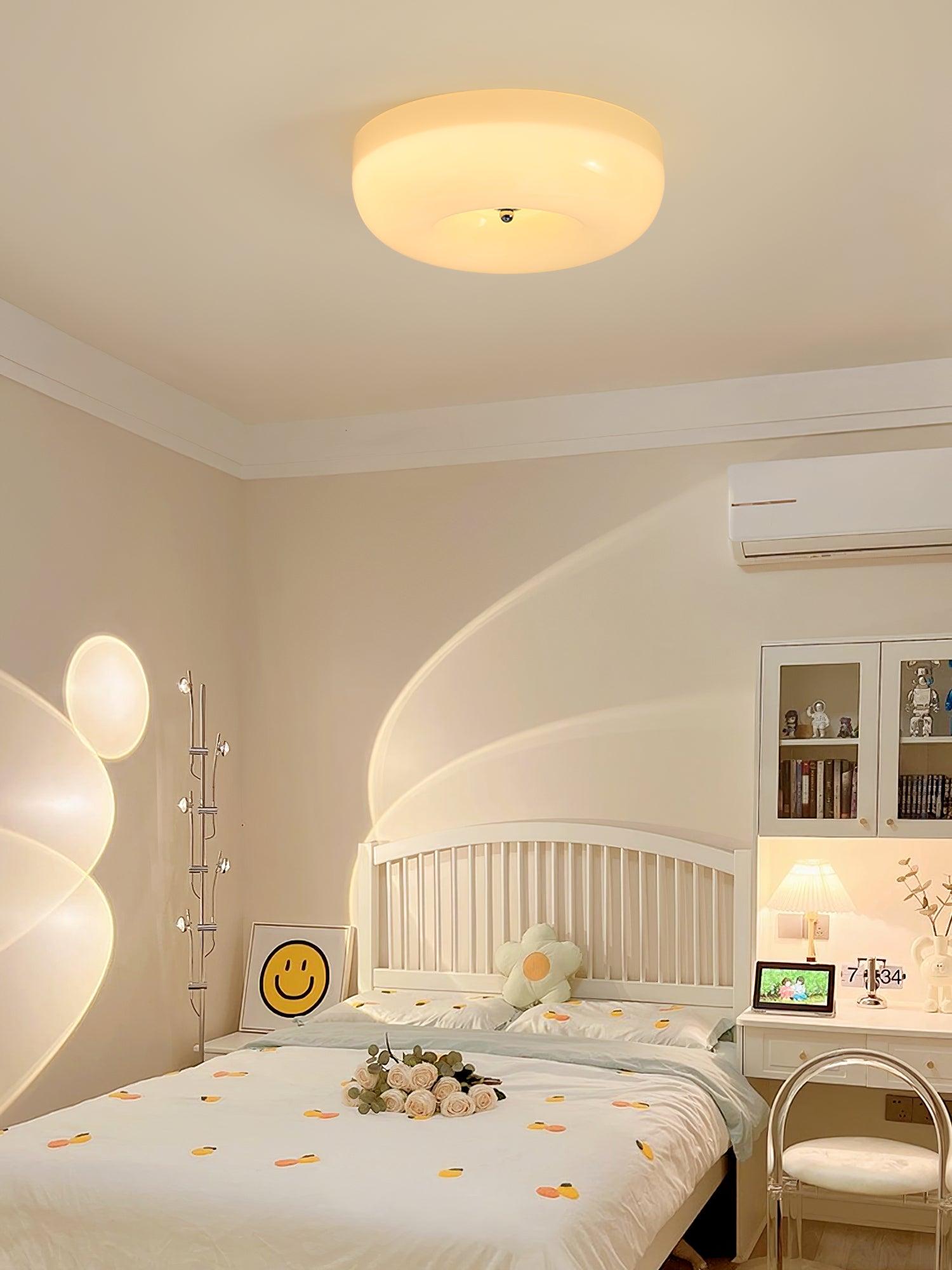 Modern Cream Donut Glass Flush Mount Ceiling Light 1-Light