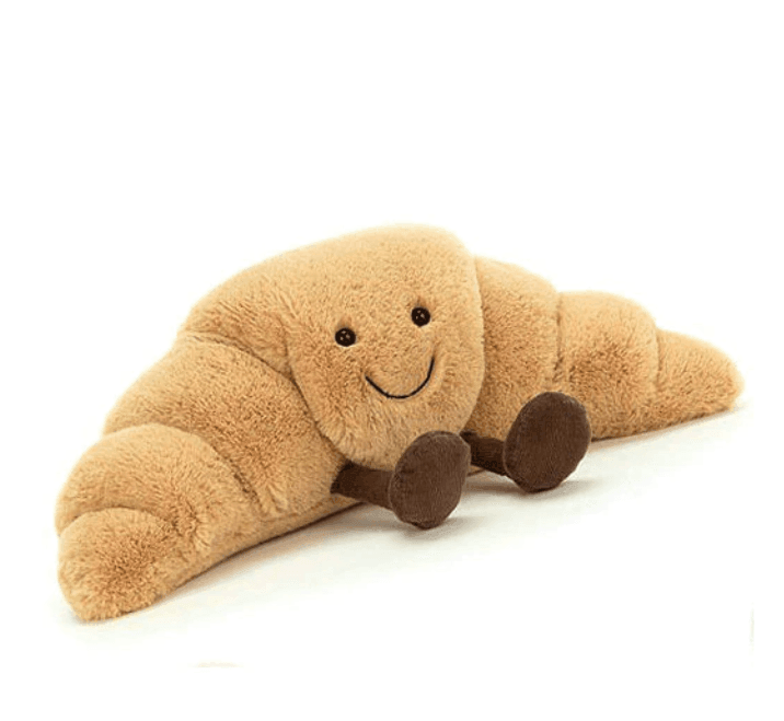 Giocattolo in peluche a forma di croissant | Morbido compagno da coccolare a tema cibo