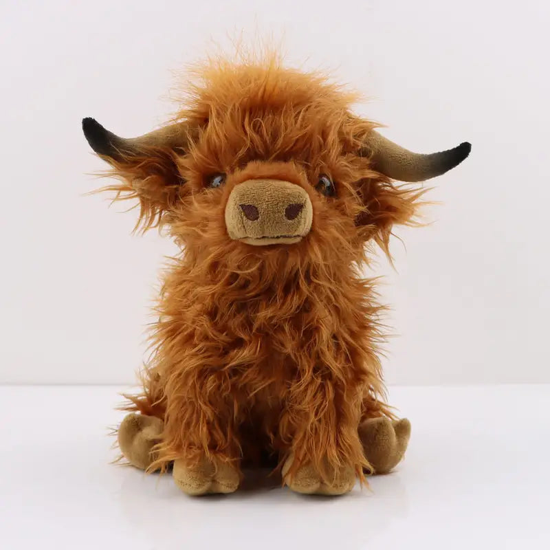 Giocattolo di Peluche Mucca Highland | Morbido Animale di Stoffa 25cm