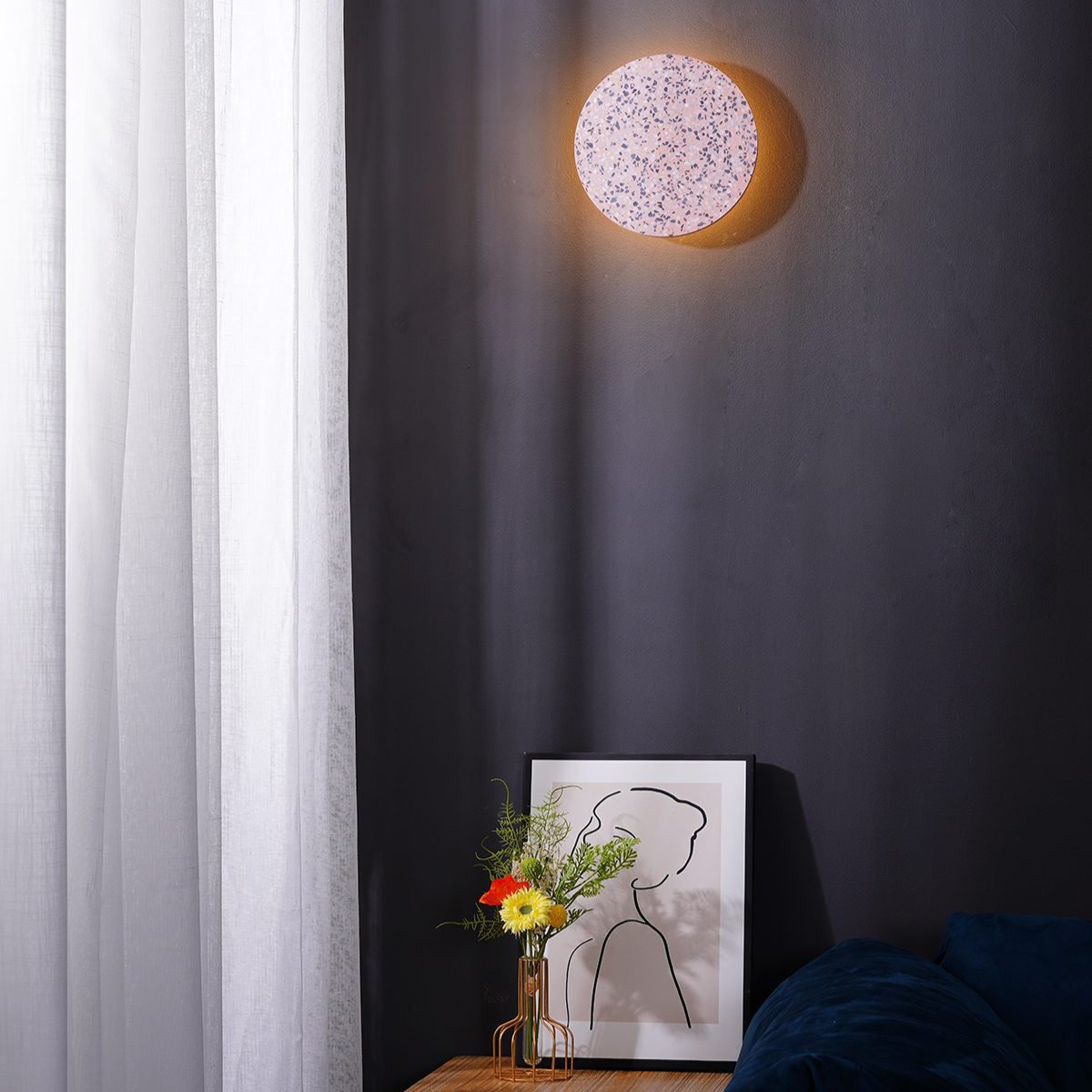 Applique da parete moderna rotonda in terrazzo LED 1 luce