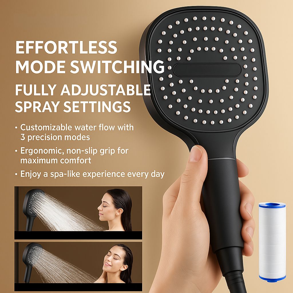 Puili | High-Pressure Shower Head | Turbo-Boost Technology & Advanced Filtration for Healthier Skin and Hair