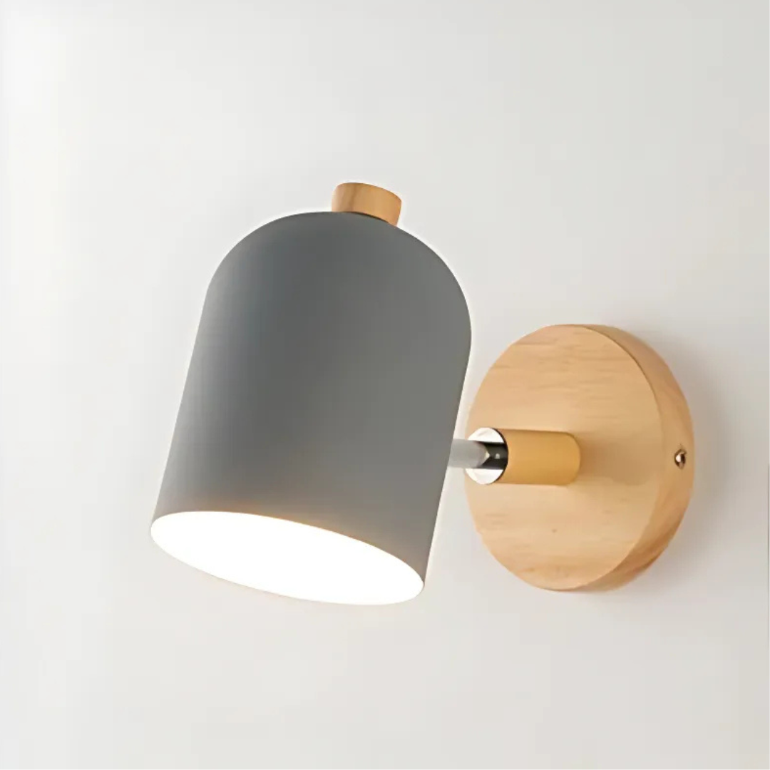 Applique da parete scandinava cilindrica in legno LED 1 luce