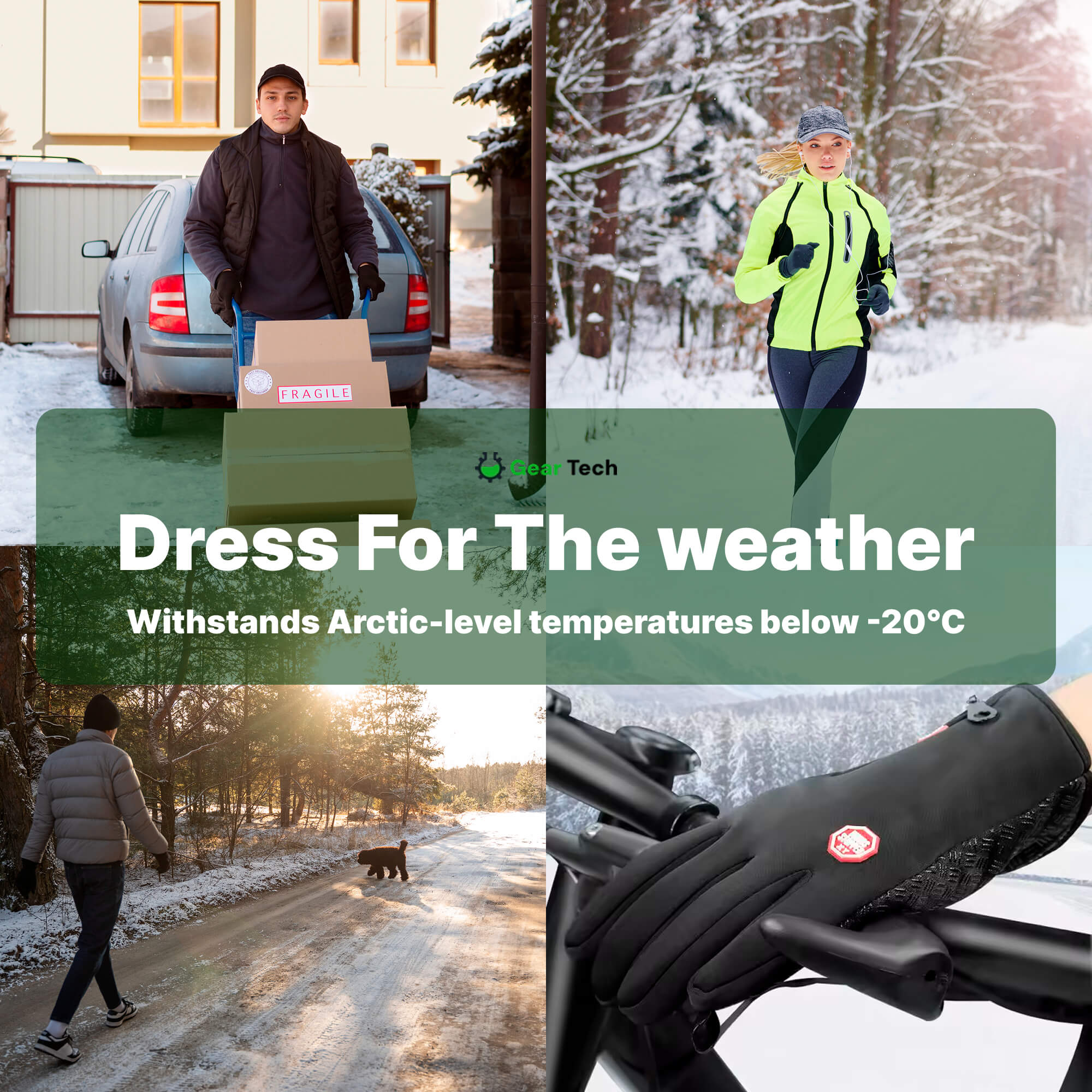 Electric Heated Winter Gloves Waterproof & Windproof Thermal Design
