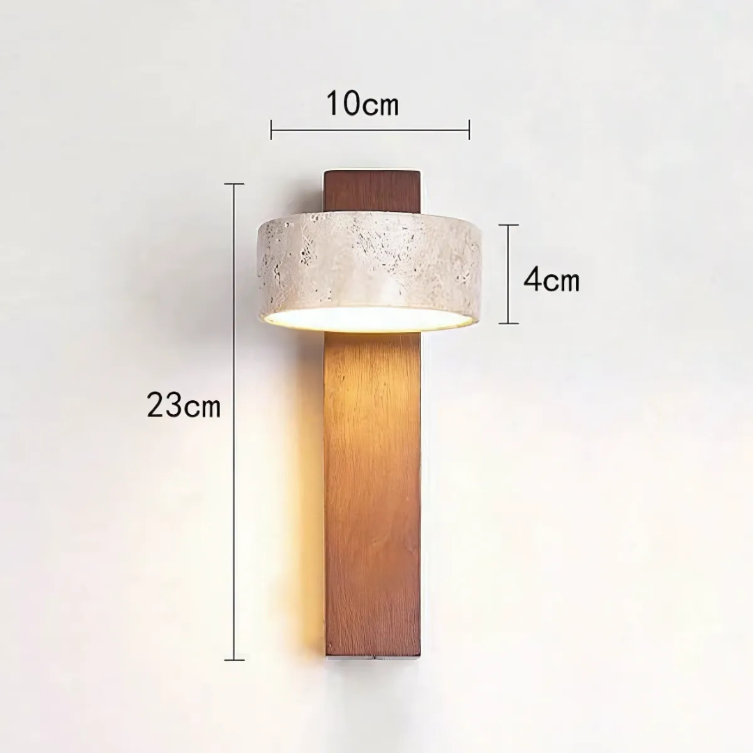 Applique da parete Wabi-sabi in travertino e legno LED 1 luce
