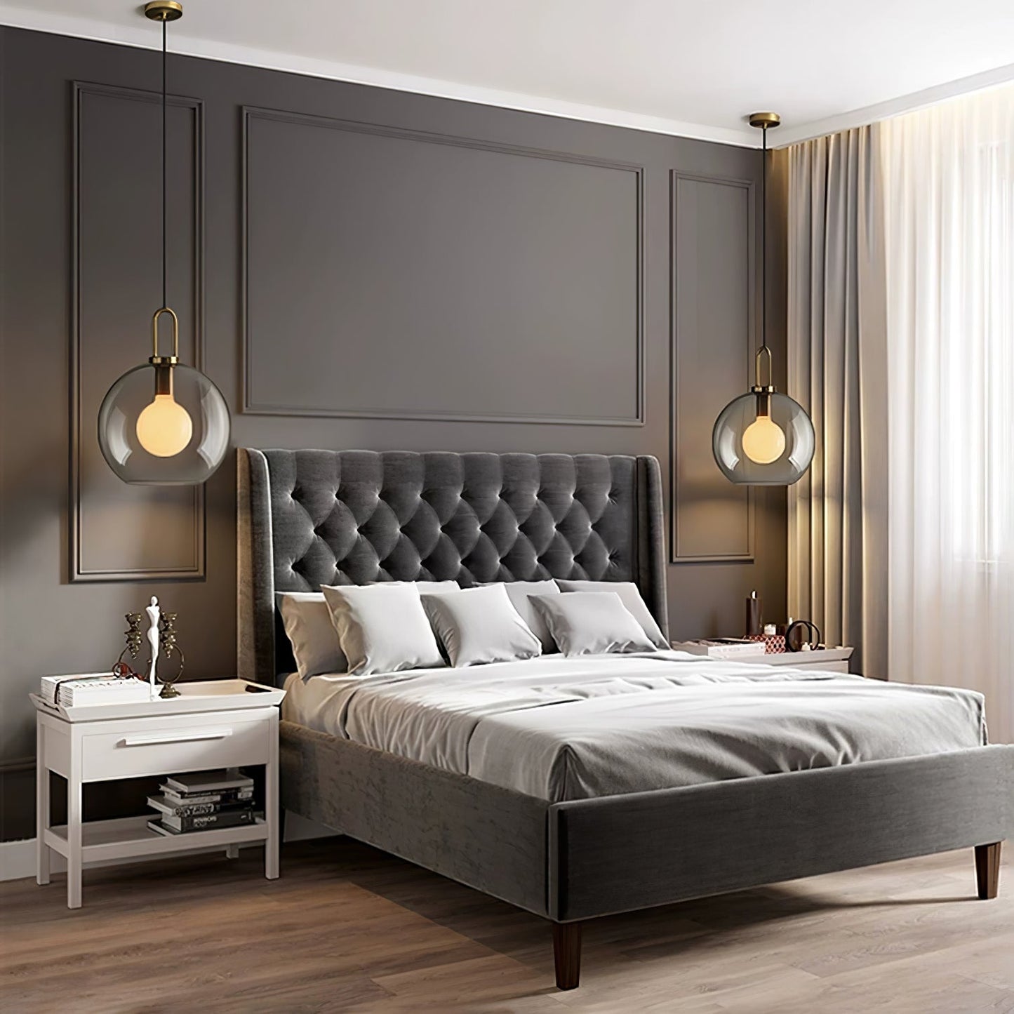 Modern Cylinder Glass Brass Pendant Light 1-Light