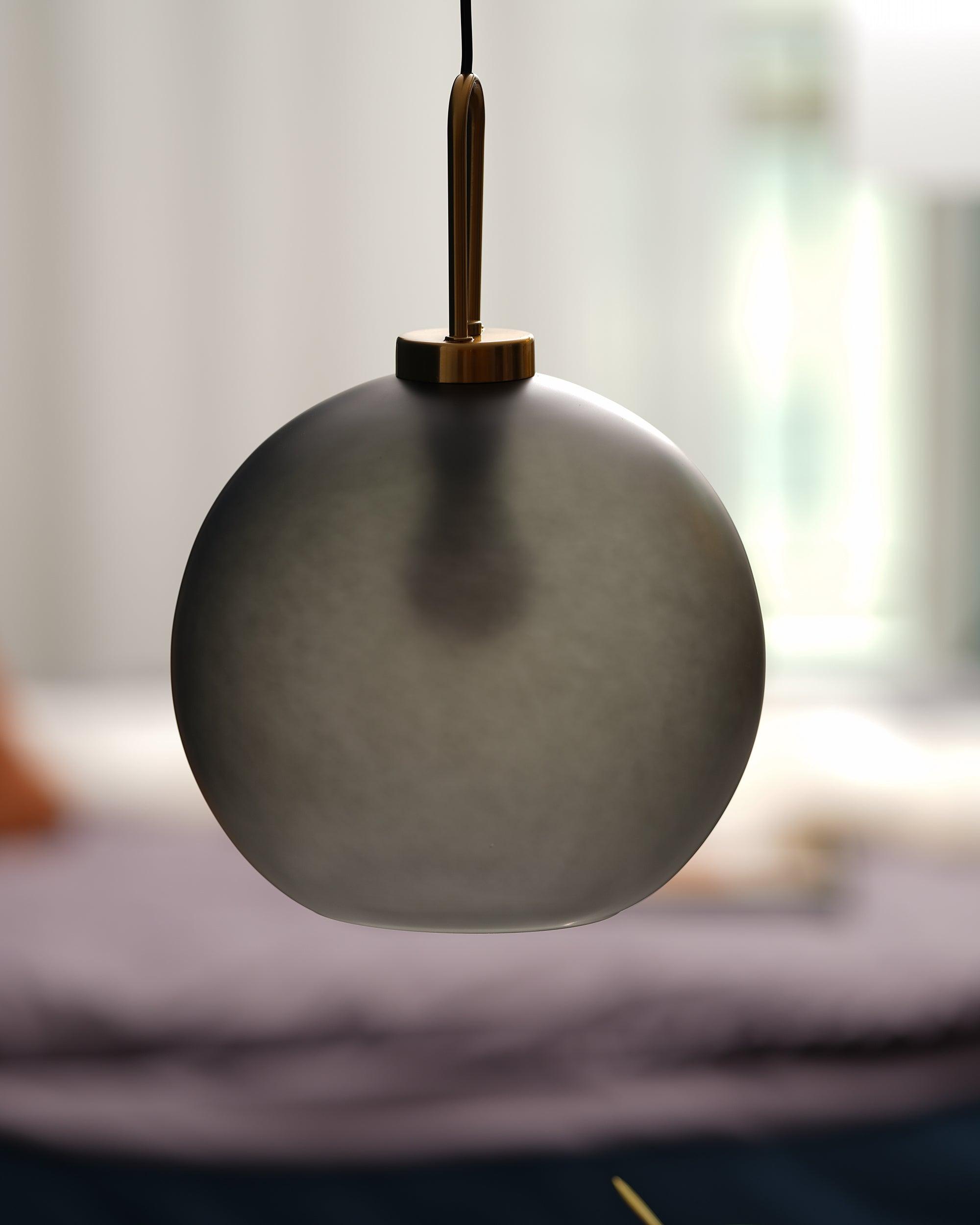 Modern Cylinder Glass Brass Pendant Light 1-Light