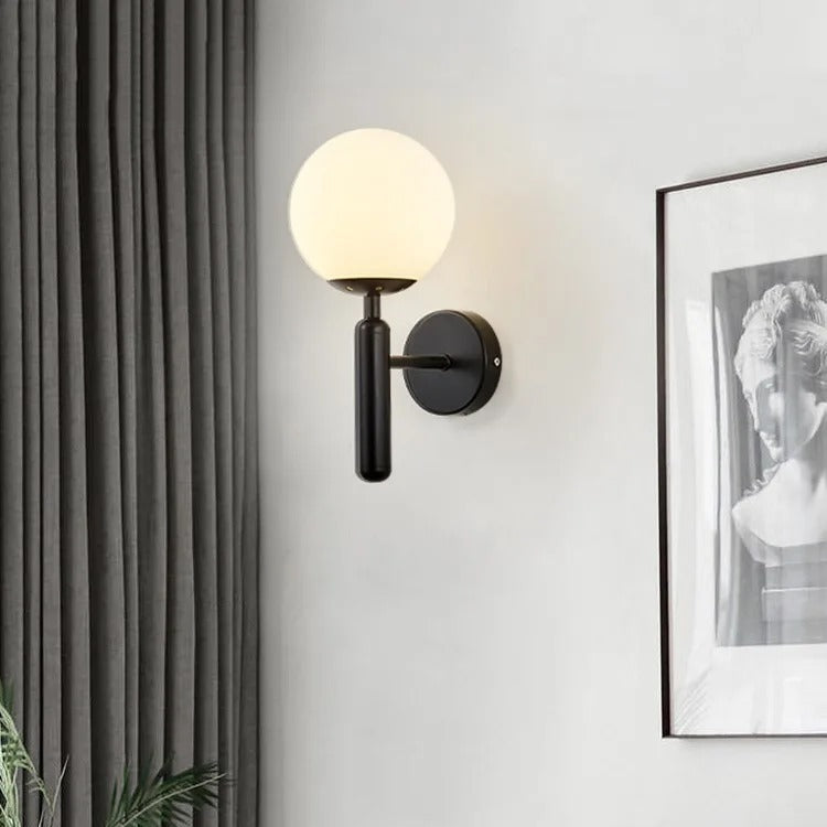 Nordic Brass Glass Globe Wall Sconce LED 1-Light