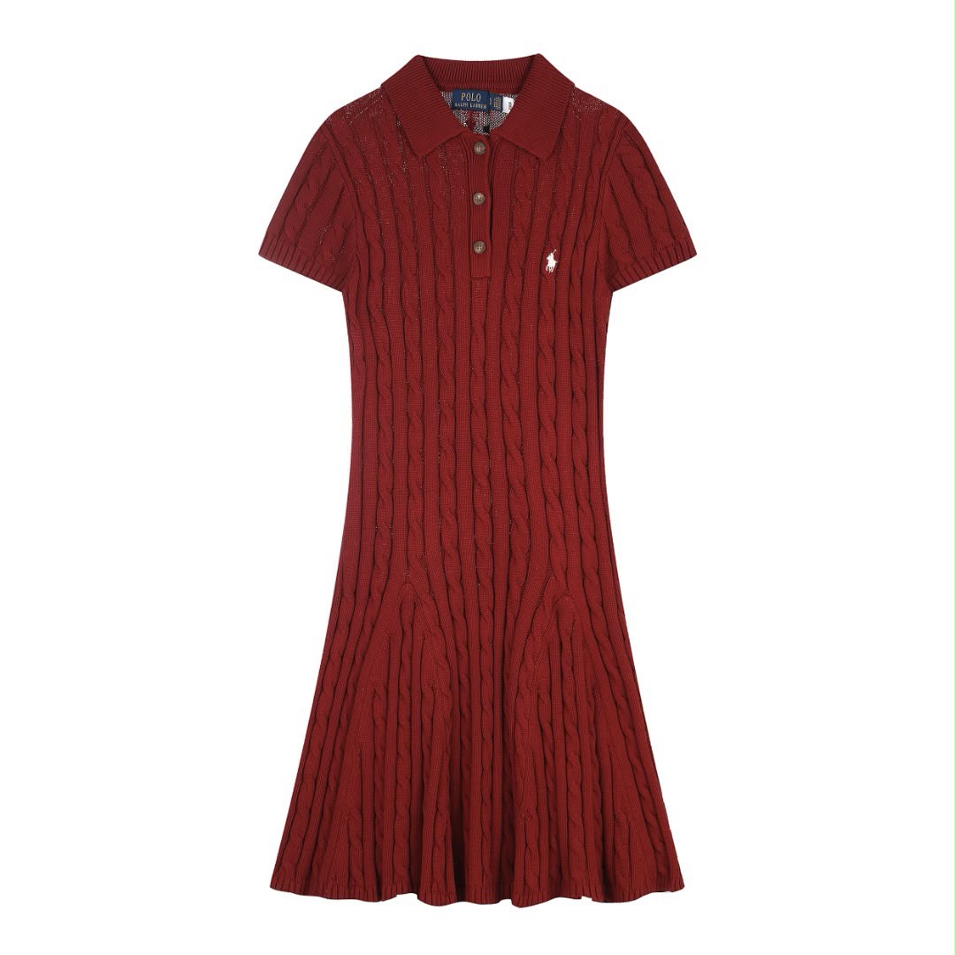 Ralph Lauren Knee-length cable-knit polo dress
