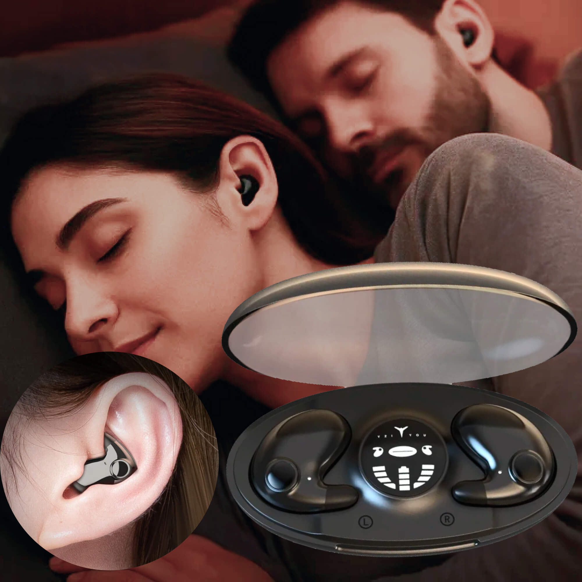 Auricolari invisibili wireless per dormire con cancellazione del rumore per chi dorme di lato