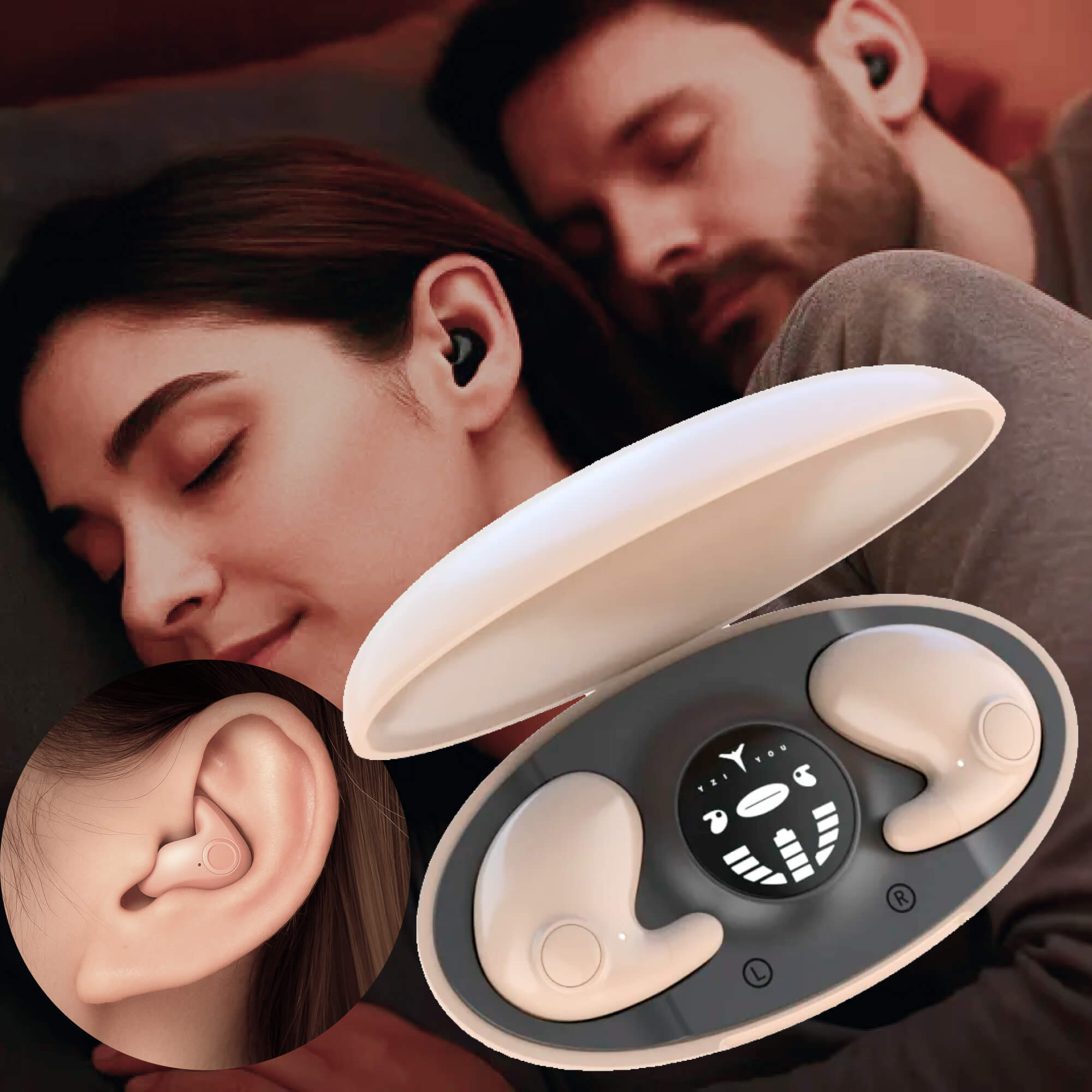 Auricolari invisibili wireless per dormire con cancellazione del rumore per chi dorme di lato