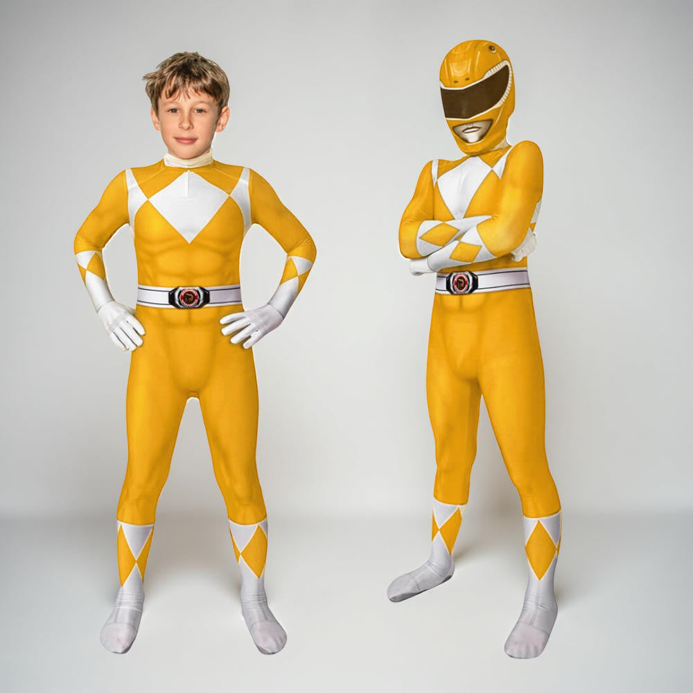 Children Cosplay Costume Jumpsuit with Mask - Ranger Style Superhero Outfit