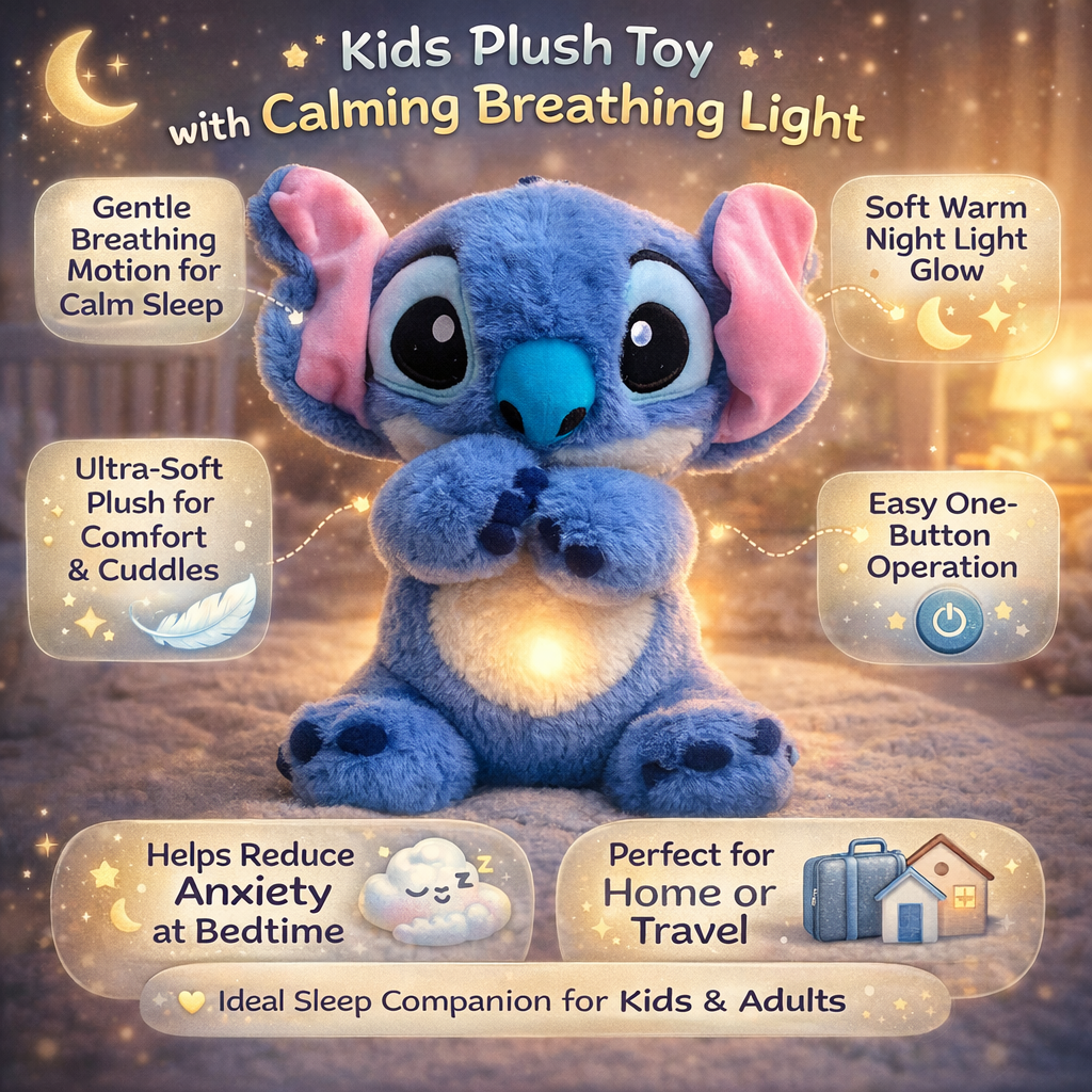 Children Plush Toy Calming Light Breathing Sleep Companion