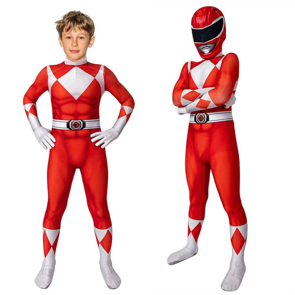 Children Cosplay Costume Jumpsuit with Mask - Ranger Style Superhero Outfit