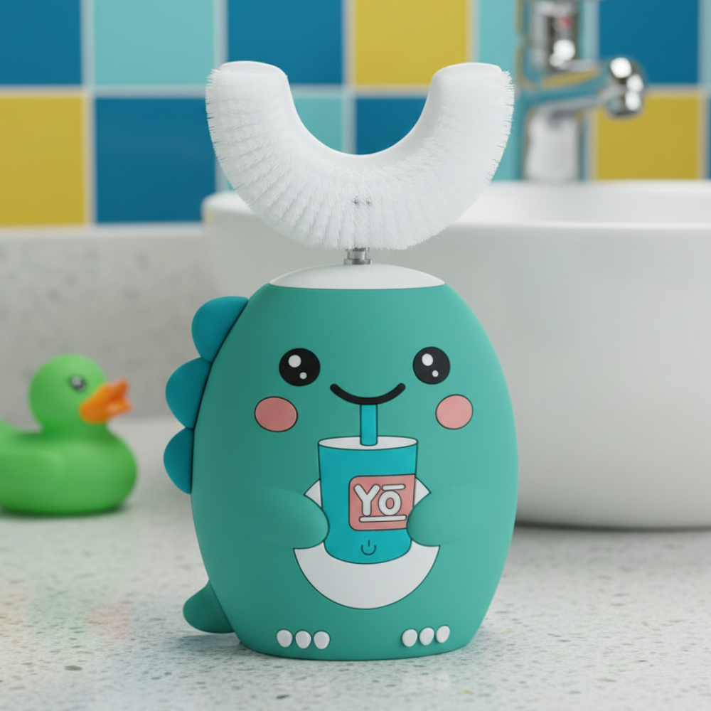 Children Electric Dinosaur Toothbrush U Shape Rechargeable Set