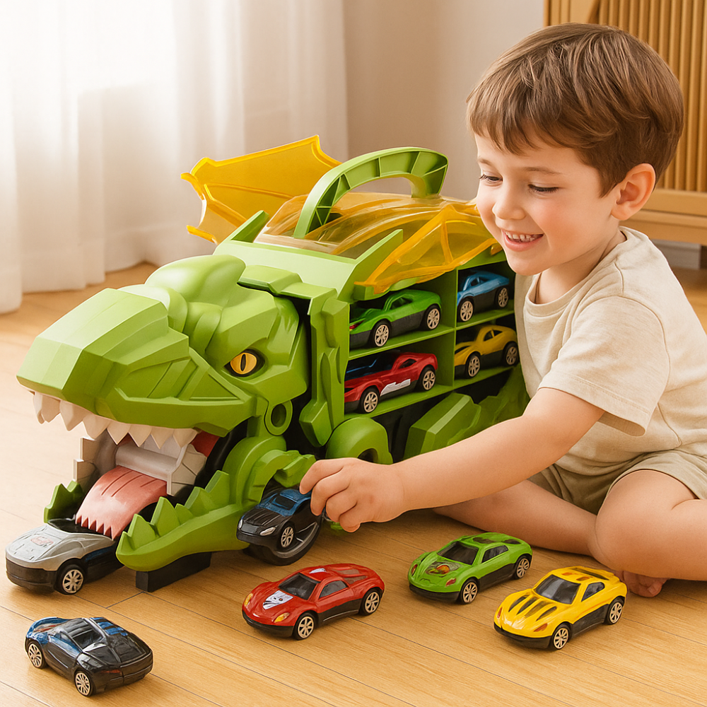 Children Toys Dinosaur Truck Car Carrier Playset Storage Transforming