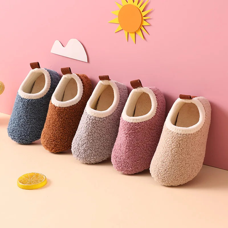 Warm, Non-Slip Wool and Rubber Slippers for Kids - Cozy Indoor Footwear for Boys