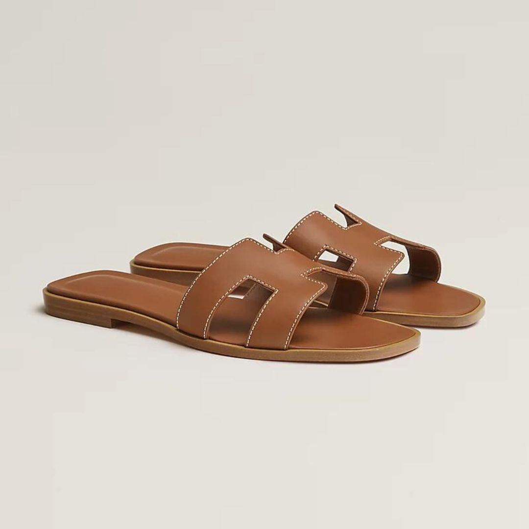 Timeless Leather Sandals | White Cut-Out Design With Wooden Sole