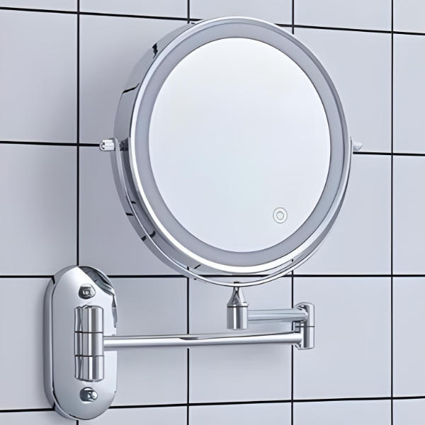 Specchio illuminato moderno rotondo in vetro con LED 1 luce