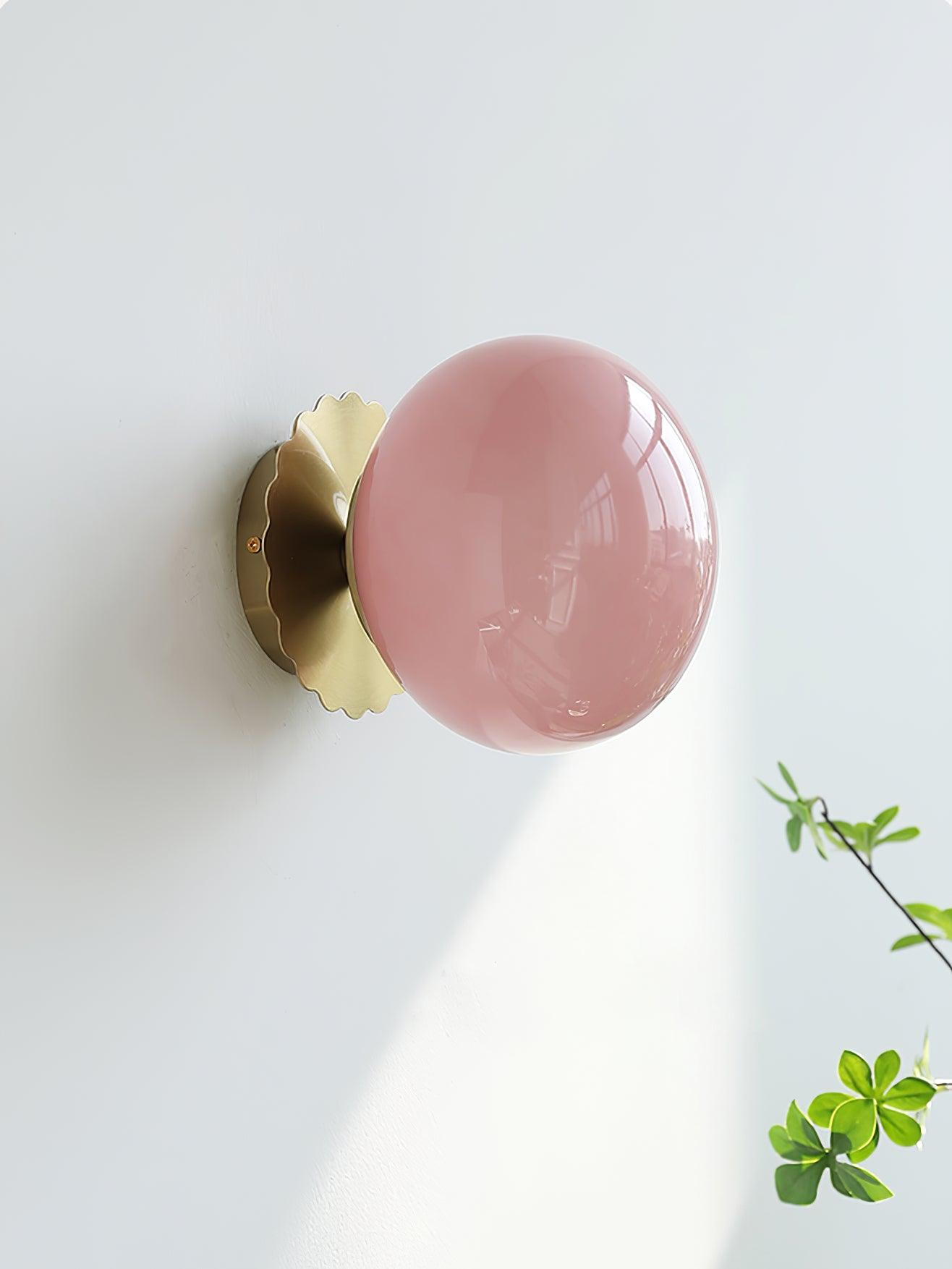 Vintage Brass Globe Glass Wall Sconce 1-Light