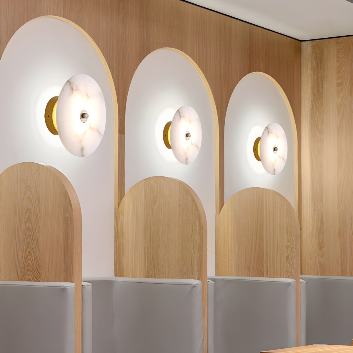 Lampada da parete moderna rotonda in marmo con LED a 1 luce