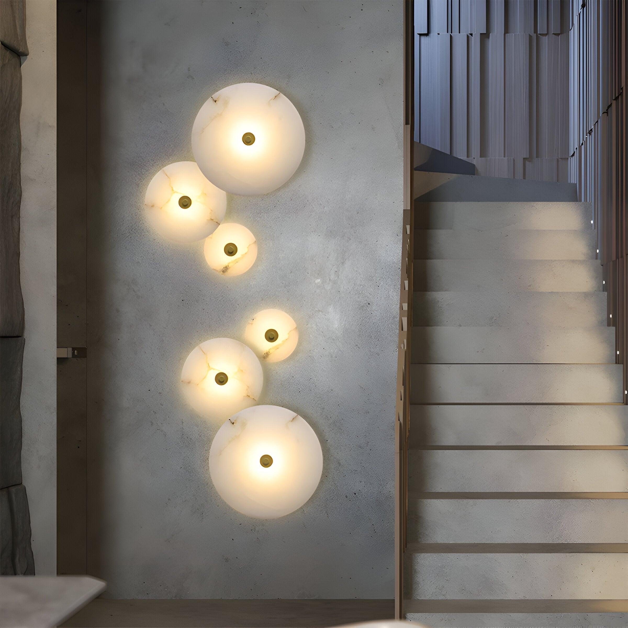 Lampada da parete moderna rotonda in marmo con LED a 1 luce